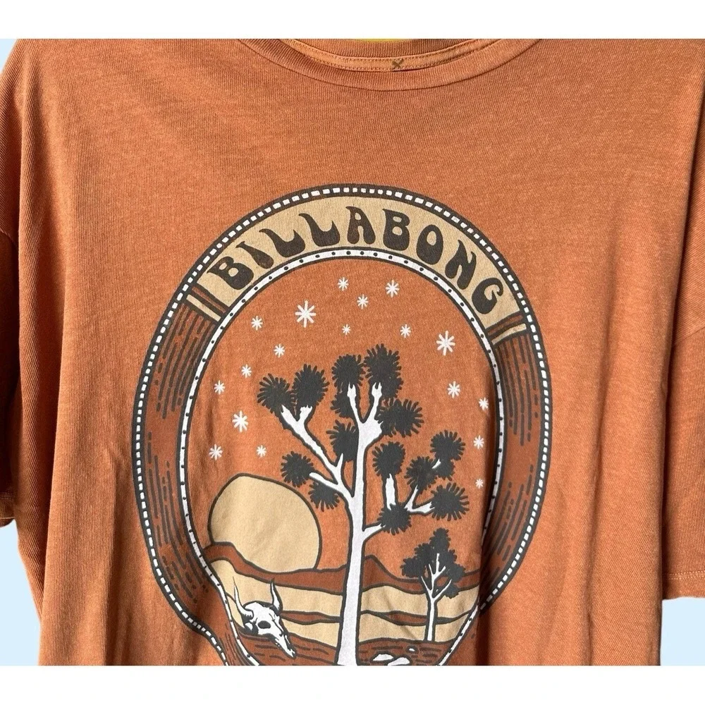 Billabong‎ Mens Orange Desert Joshua Tree Graphic Tee Shirt Mens Medium